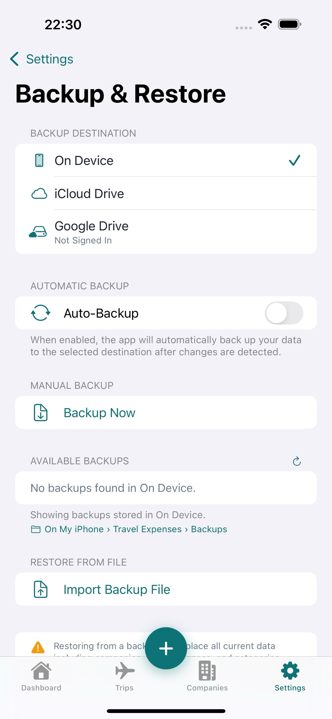 Backup and restore