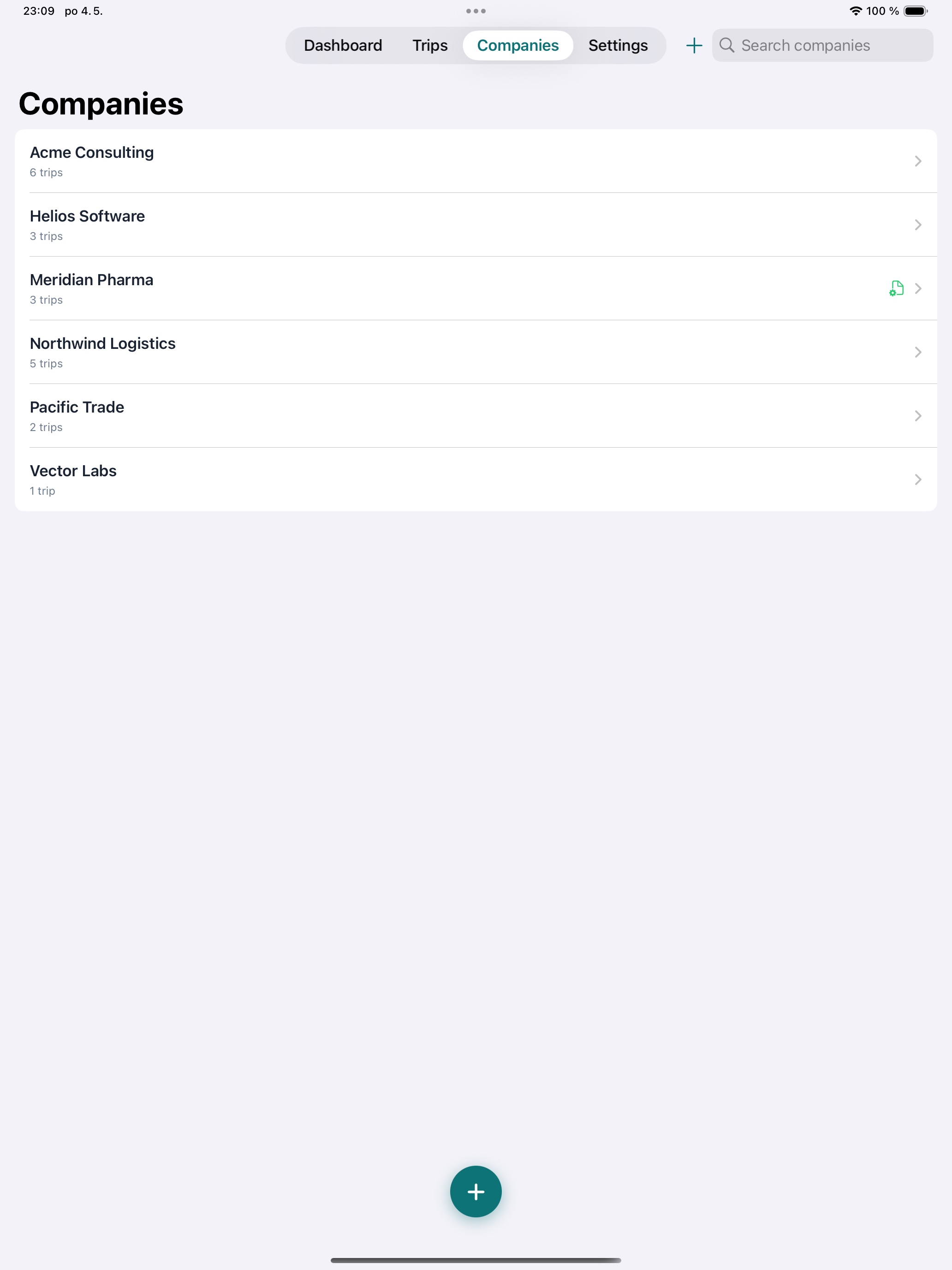 Companies on iPad