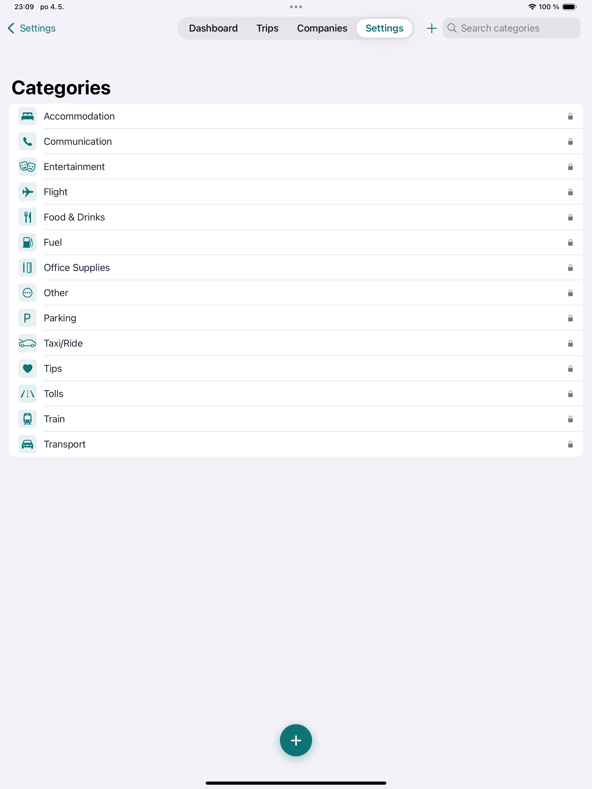 Categories on iPad